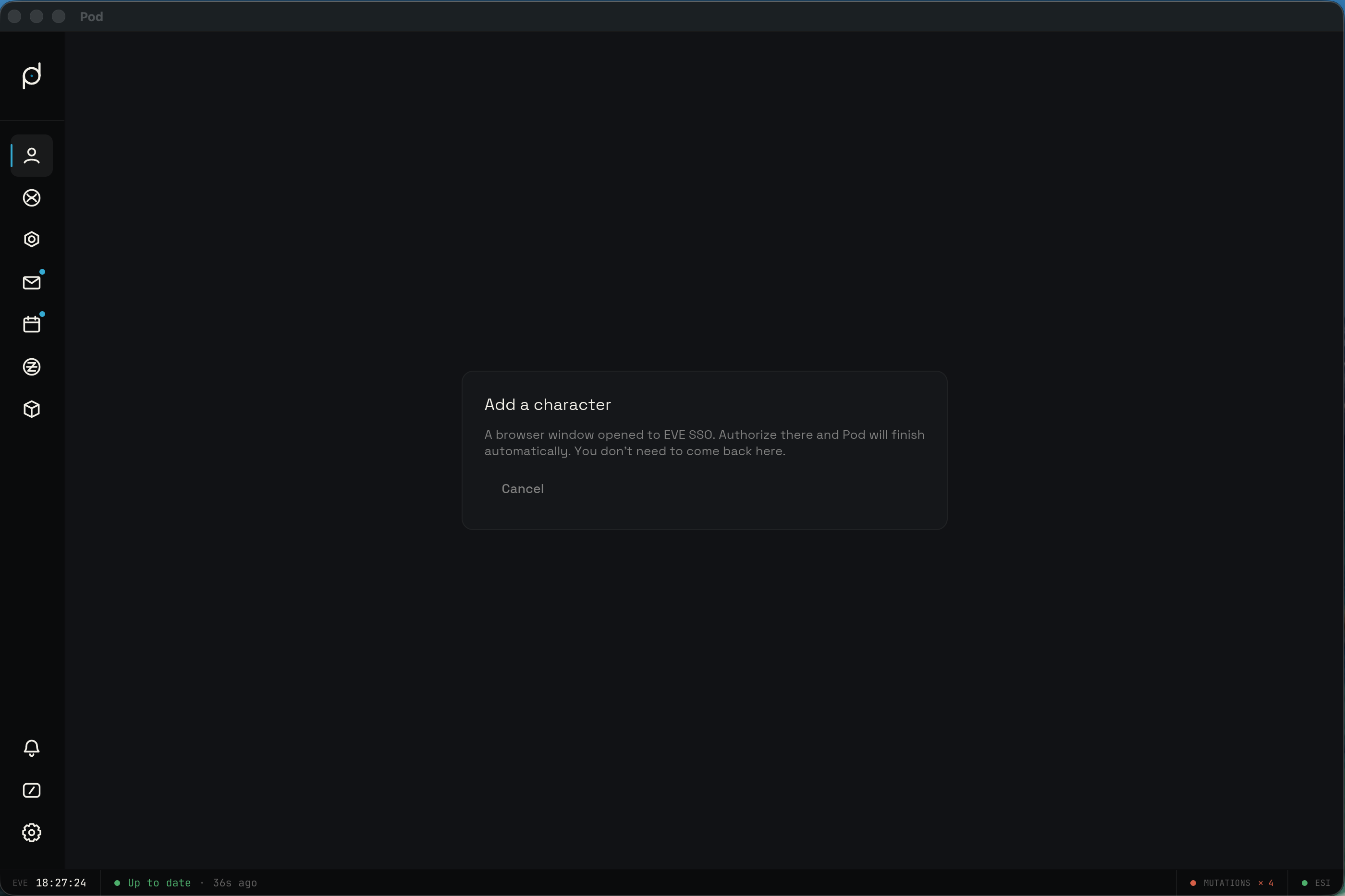 Pod waiting for authorization after opening the browser