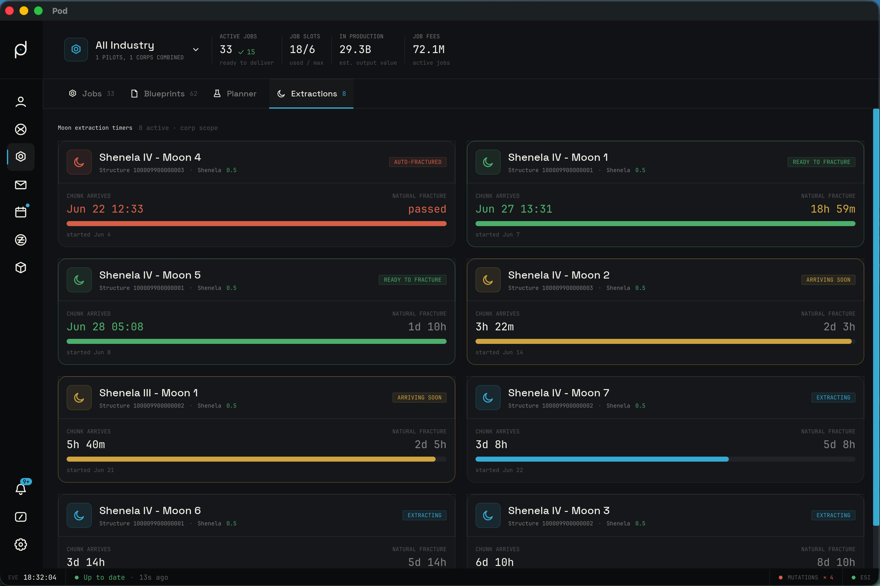 Extractions tab