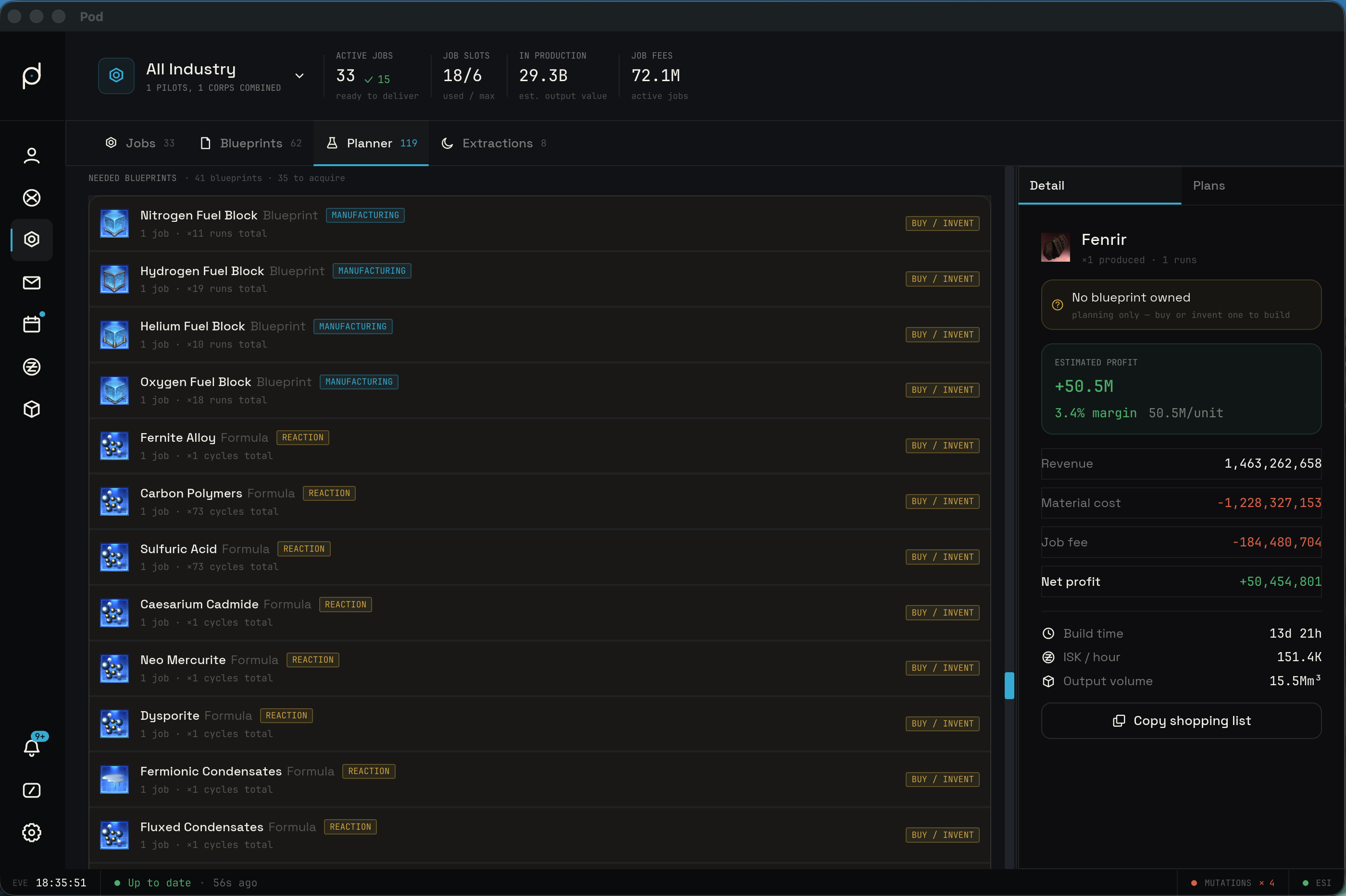 Needed blueprints flagging which prints you own and which to buy