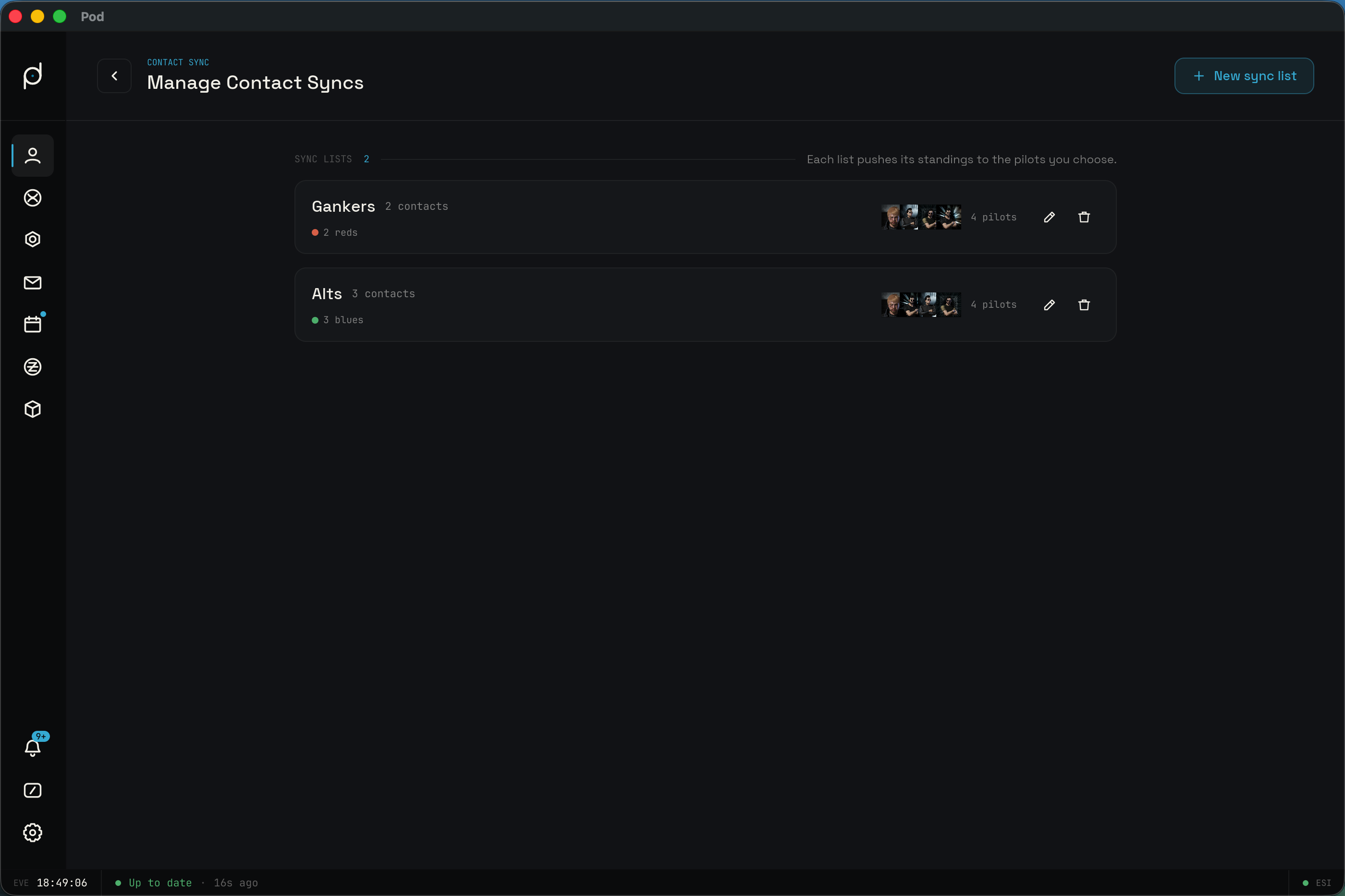 Contact Sync lists