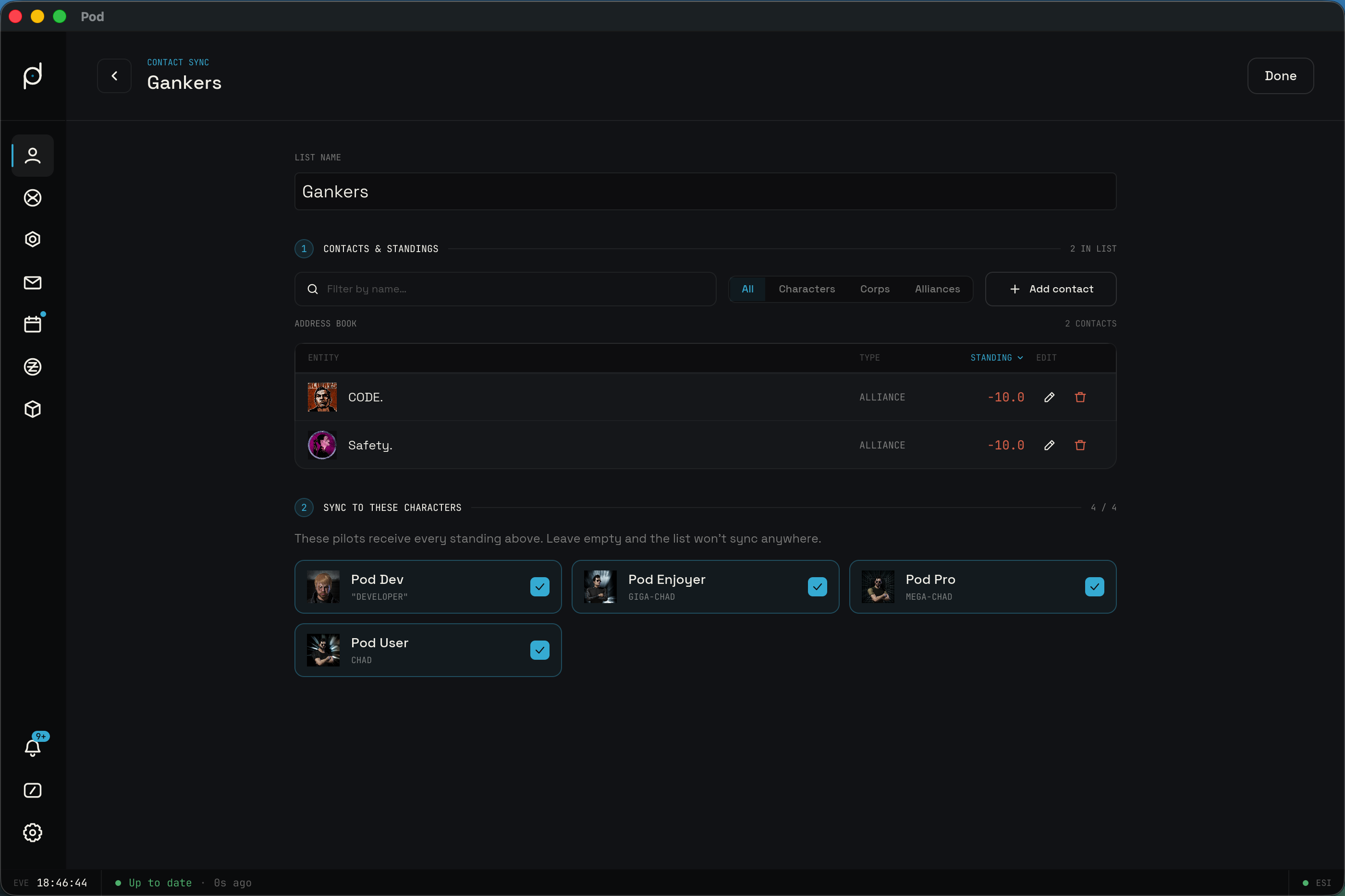 Contact Sync editor