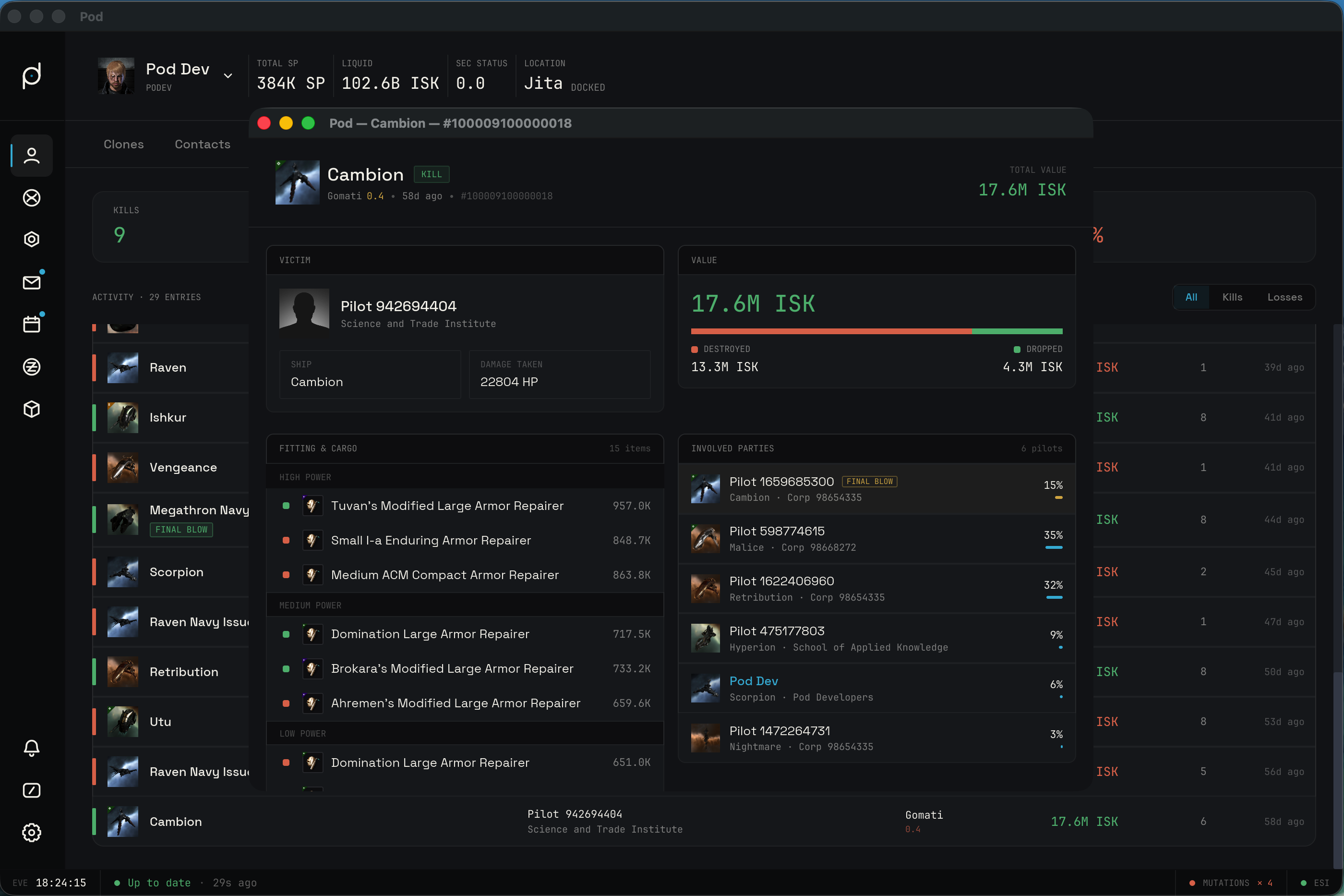 Killmail detail modal